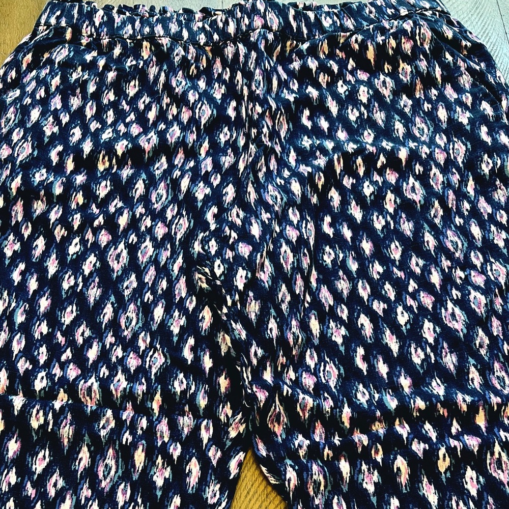 LOFT Fluid Pull On Taper Pants in Animal Print Linen Blend